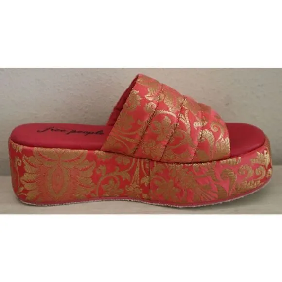 Free People Women's Sz 38.5 US 8.5 Coral Almost Paradise Platform Sandals