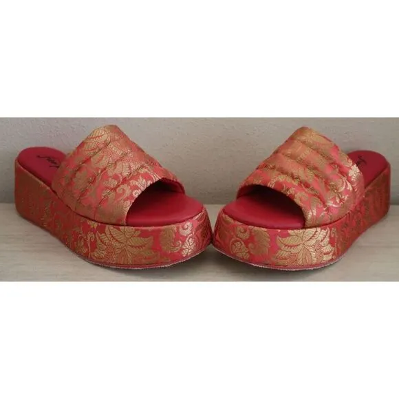 Free People Women's Sz 38.5 US 8.5 Coral Almost Paradise Platform Sandals