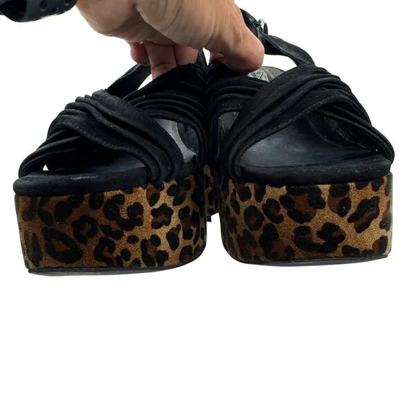 Free People X Jeffrey Campbell Joni Leopard Platform Sandals Women's Size 9