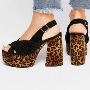 Free People X Jeffrey Campbell Joni Leopard Platform Sandals Women's Size 9