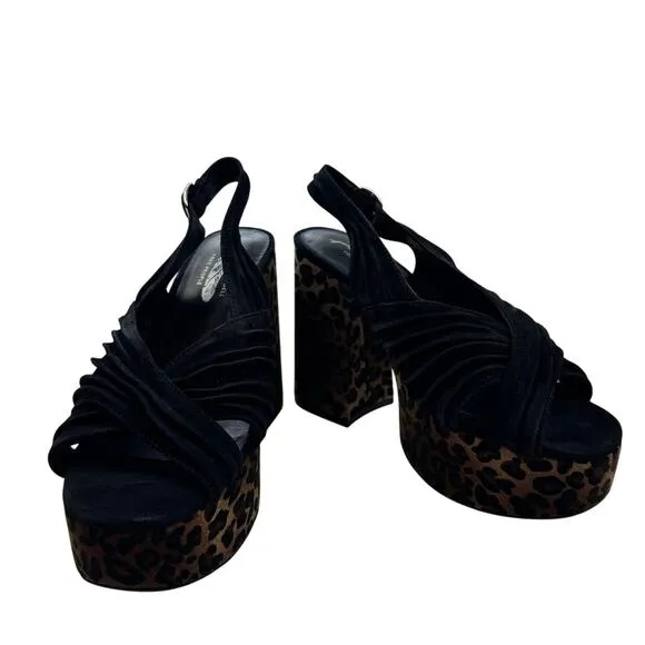 Free People X Jeffrey Campbell Joni Leopard Platform Sandals Women's Size 9