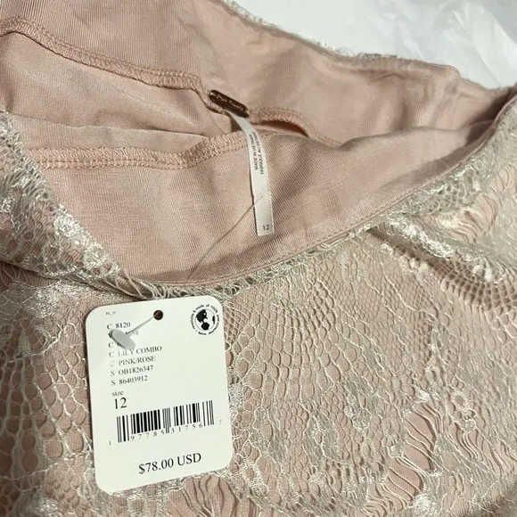 Free People Zoey Lace Mini Skirt in Pink Rose size 12 NWT