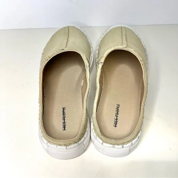 Free People Juno Slip On Sport Sneakers Cafe Tan Suede and White Size NIB