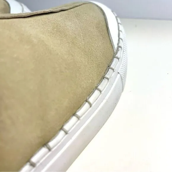 Free People Juno Slip On Sport Sneakers Cafe Tan Suede and White Size NIB