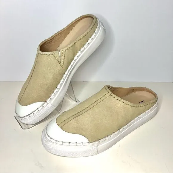 Free People Juno Slip On Sport Sneakers Cafe Tan Suede and White Size NIB