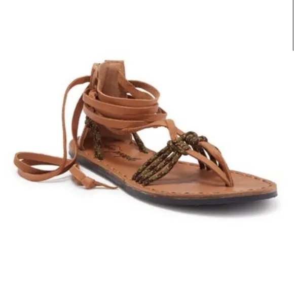 FREE PEOPLE➕La Jolla Leather Wrap Sandals NWT