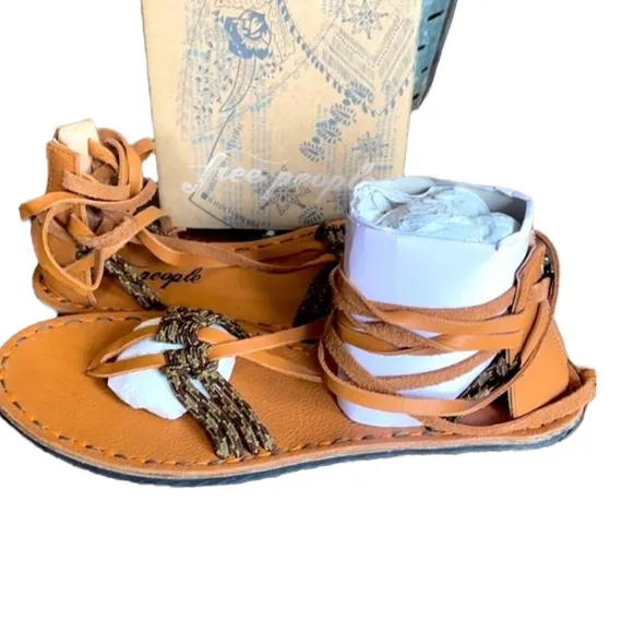 FREE PEOPLE➕La Jolla Leather Wrap Sandals NWT
