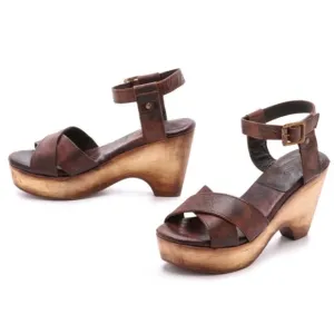 FREEBIRD By Steven Cape Platform Sandals Brown Size 9