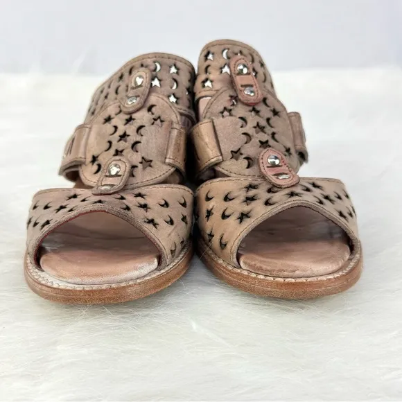 Freebird by Steven Moonstar Mules – Blush Open-Toe Sandals – Boho Chic Size 9
