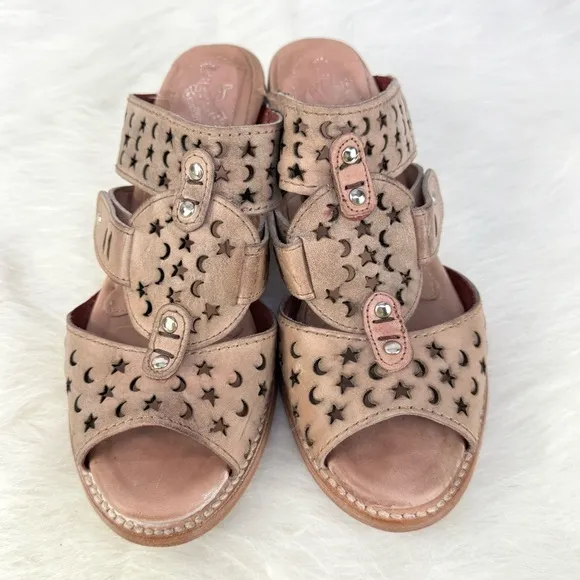 Freebird by Steven Moonstar Mules – Blush Open-Toe Sandals – Boho Chic Size 9