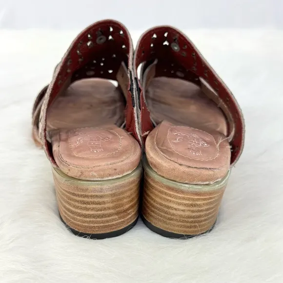 Freebird by Steven Moonstar Mules – Blush Open-Toe Sandals – Boho Chic Size 9