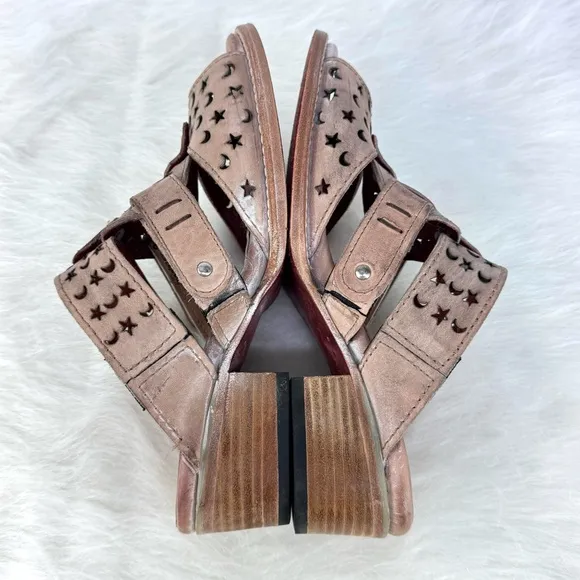 Freebird by Steven Moonstar Mules – Blush Open-Toe Sandals – Boho Chic Size 9