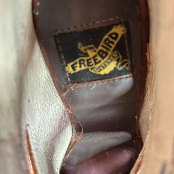 Freebird By Steven Western Boho Heeled Sandal‎ Triple Buckle Leather Sz 7 NWOT