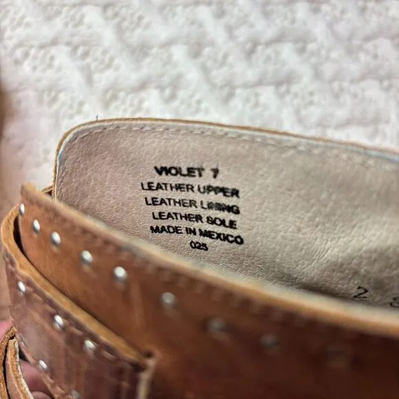 Freebird By Steven Western Boho Heeled Sandal‎ Triple Buckle Leather Sz 7 NWOT