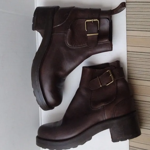 Freelance vintage women thick Leather Ankle Boots