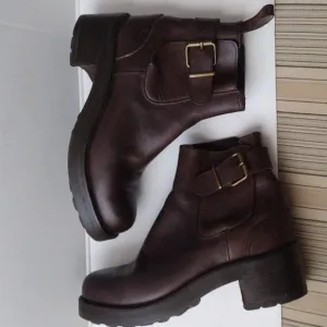 Freelance vintage women thick Leather Ankle Boots