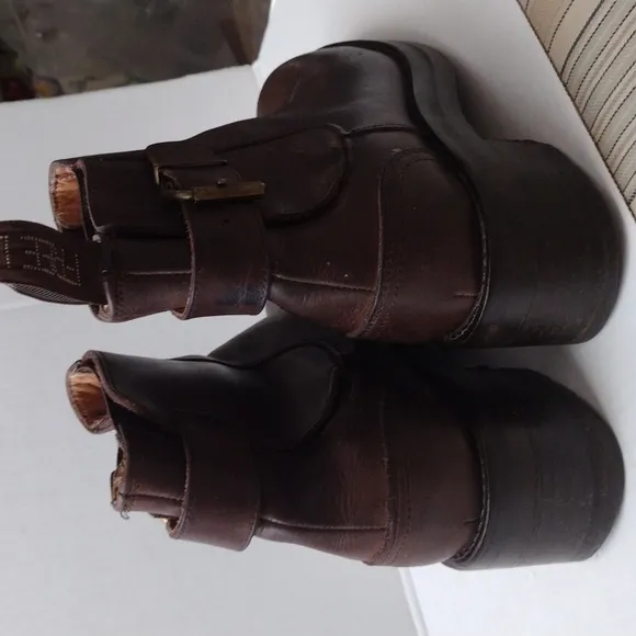 Freelance vintage women thick Leather Ankle Boots