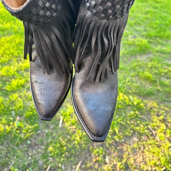 Fringe Black Ankle Boots
