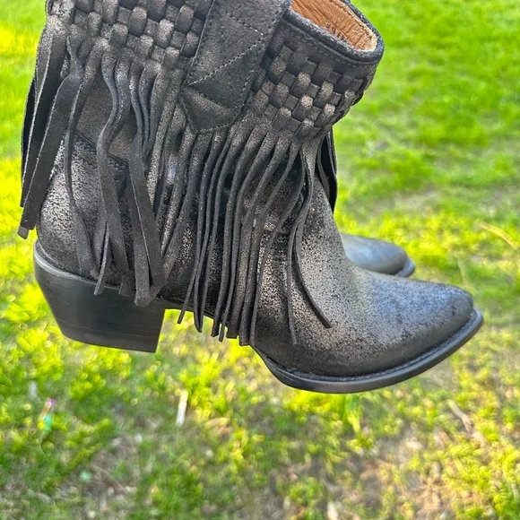 Fringe Black Ankle Boots