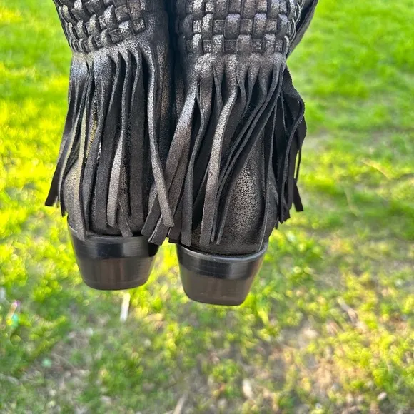 Fringe Black Ankle Boots