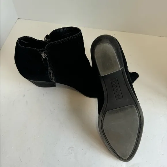 Frye &quot;Judy&quot; Black Suede Double Zip Block Heel Ankle Booties Womens Shoes Size 10