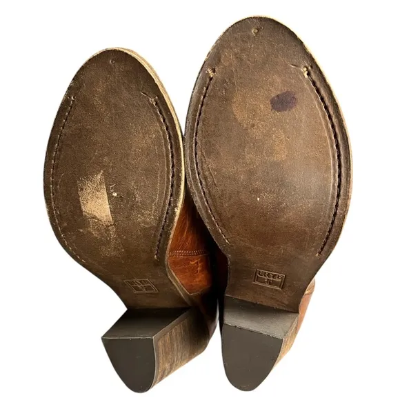 Frye Boots Womens 9 Western Leather Izzy Gladiator Tall Brown Sandals