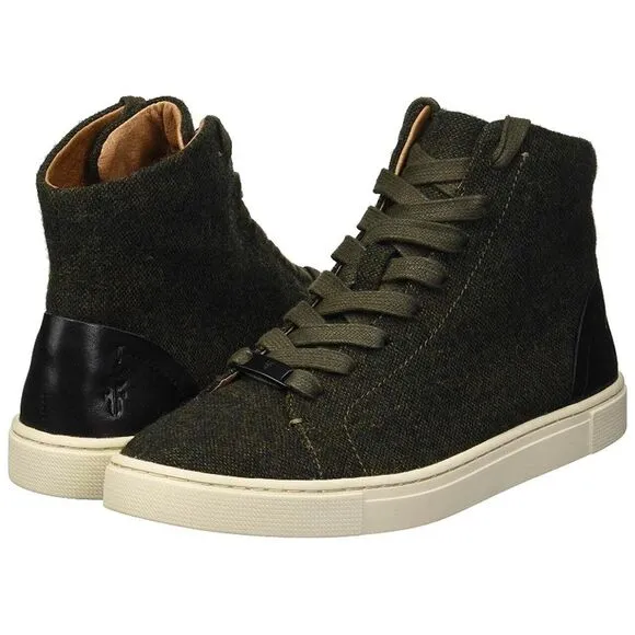 Frye Ivy High Top Sneakers Olive- Gray Women's  Size 8.5 Wool New! MSRP.…