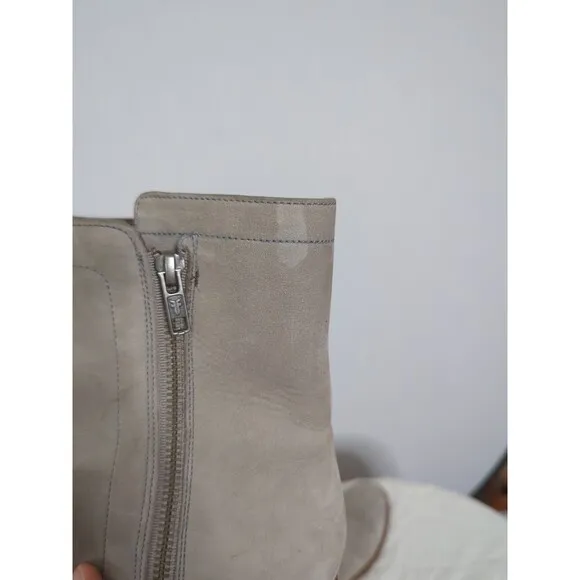Frye Natalie Light Gray 10B Double Zip Leather Ankle Chelsea Boots Booties Women