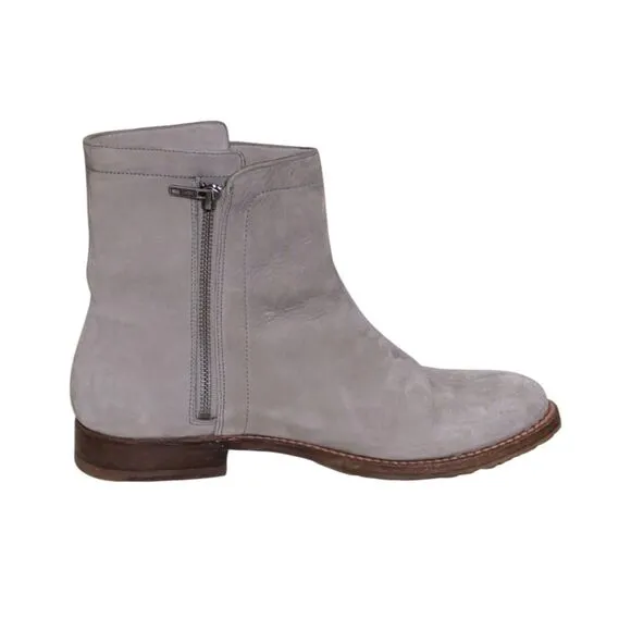Frye Natalie Light Gray 10B Double Zip Leather Ankle Chelsea Boots Booties Women
