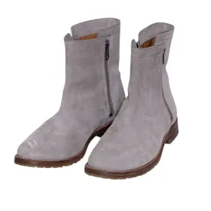 Frye Natalie Light Gray 10B Double Zip Leather Ankle Chelsea Boots Booties Women