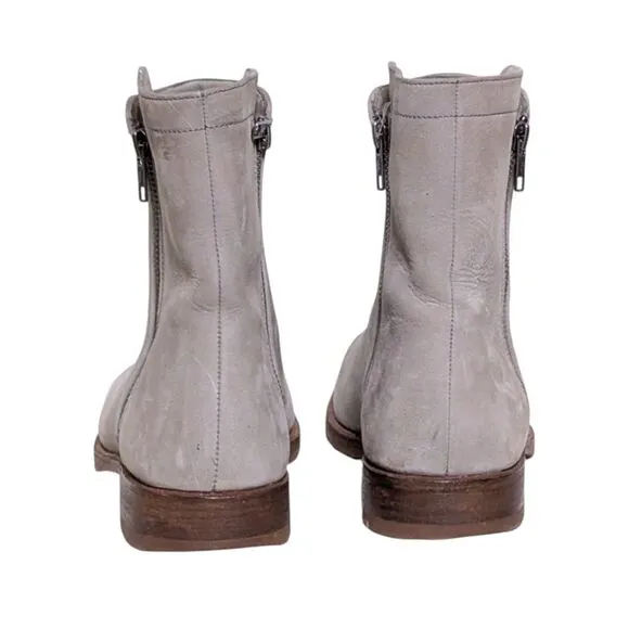 Frye Natalie Light Gray 10B Double Zip Leather Ankle Chelsea Boots Booties Women