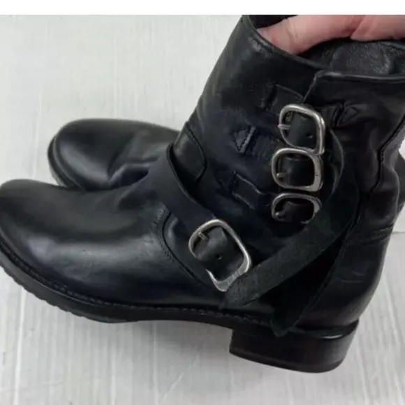 Frye Veronica Buckle Strap Leather Ankle Boots