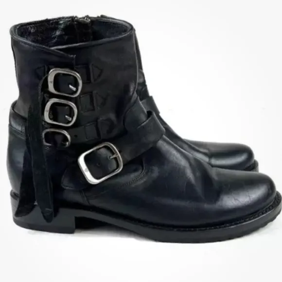 Frye Veronica Buckle Strap Leather Ankle Boots