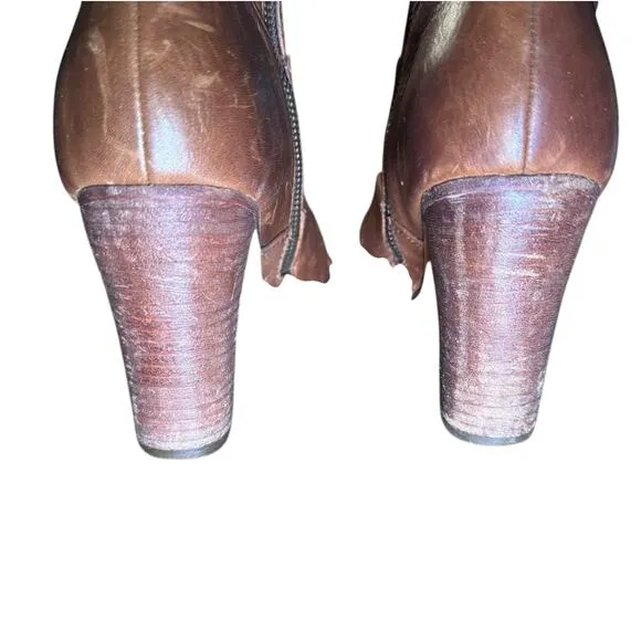Frye Villagerlace 7.5 RARE Leather boots Classic Bohemian Chic Lace up w/Zip