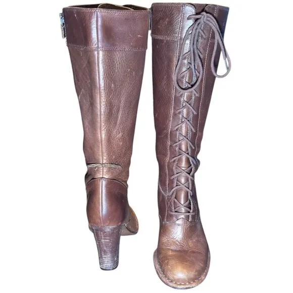 Frye Villagerlace 7.5 RARE Leather boots Classic Bohemian Chic Lace up w/Zip
