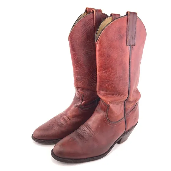 Frye Vintage Brown Leather Western Boots 9.5 D