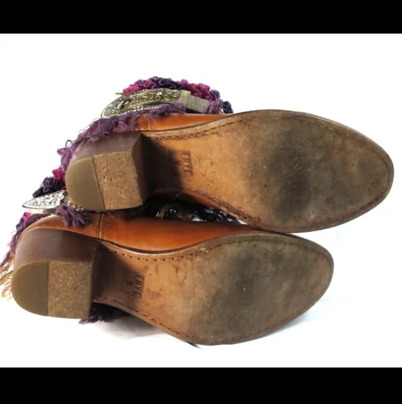 Frye Vintage Y2K Western Boho Upcycled Boots Women's Size 10 M