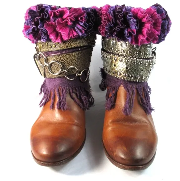 Frye Vintage Y2K Western Boho Upcycled Boots Women's Size 10 M