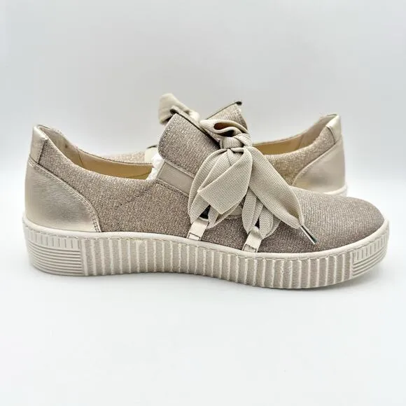 Gabor Womens 43.333 Sneakers US 10 Fr 41 Pink Gold Glitter Leather NIB