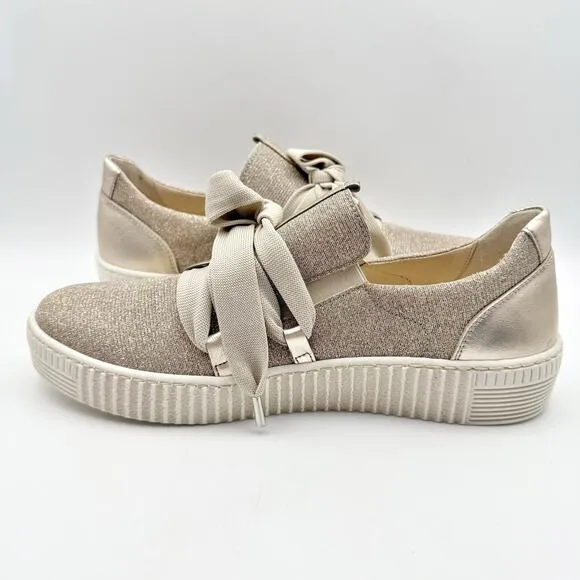 Gabor Womens 43.333 Sneakers US 10 Fr 41 Pink Gold Glitter Leather NIB