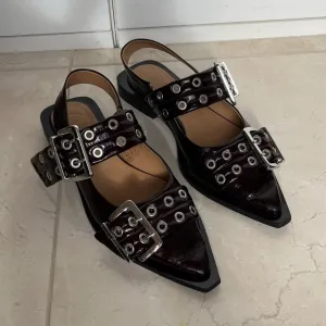 Ganni Black Buckle Strap Shoes