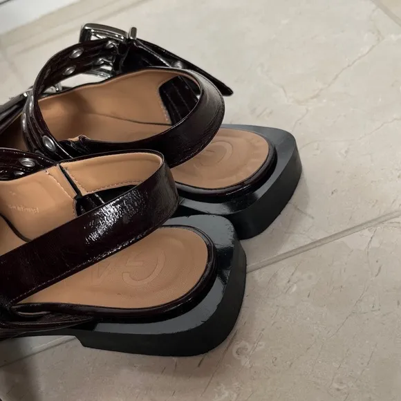 Ganni Black Buckle Strap Shoes