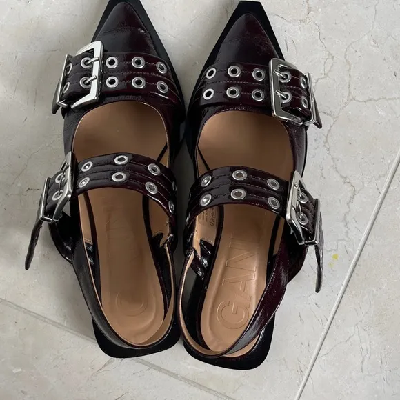 Ganni Black Buckle Strap Shoes