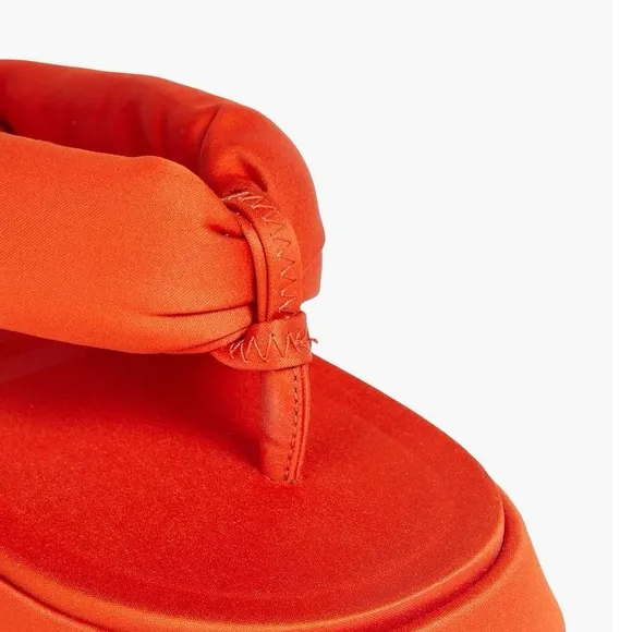 Ganni Women's orange Padded Satin Platform Sandals