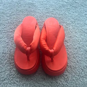 Ganni Women's orange Padded Satin Platform Sandals
