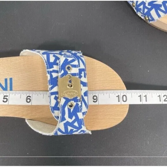 Ganni x Dr. Scholl's Blue Logo Canvas Original Clog Wooden Sandals Boho 9 NEW