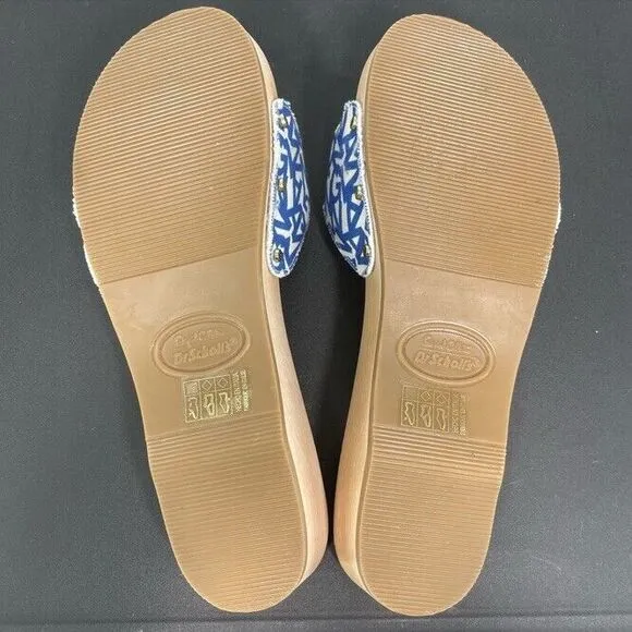 Ganni x Dr. Scholl's Blue Logo Canvas Original Clog Wooden Sandals Boho 9 NEW