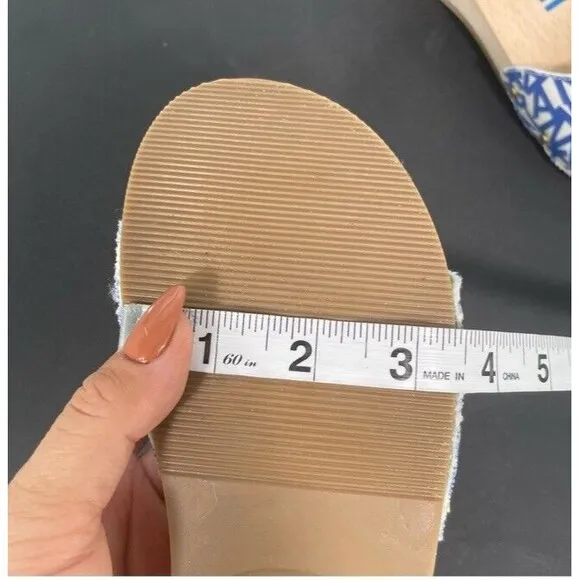 Ganni x Dr. Scholl's Blue Logo Canvas Original Clog Wooden Sandals Boho 9 NEW