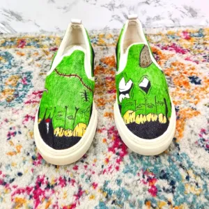 Gap Canvas Slip On Sneakers with Zombie Feet Sharpie Art Size 9
