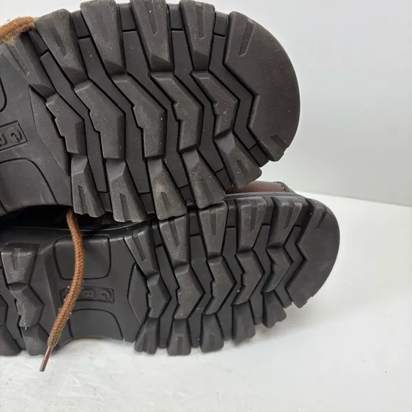 GBX Men’s Brown Leather Shoes Chunky Platform Lace-up Vintage 9.5